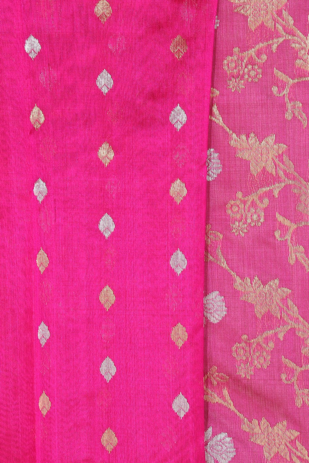 Chanderi Silk Fuchsia Pink Saree