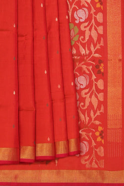 Image of Uppada Silk Brick Red Saree