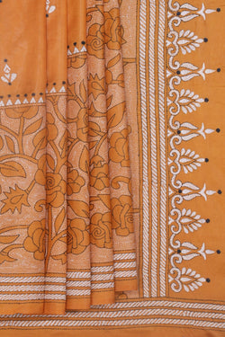 Image of Tussar Silk Kantha Stitch Saree