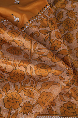 Image of Tussar Silk Kantha Stitch Saree