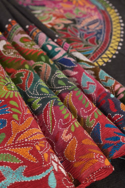 Image of Tussar Silk Kantha Stitch Saree