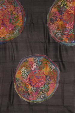 Image of Tussar Silk Kantha Stitch Saree