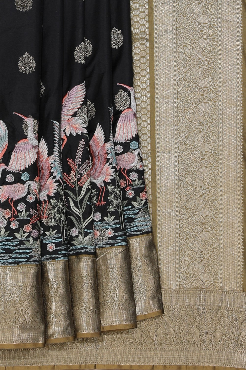 A Simple Yet Elegant Embroidery Silk Black Saree