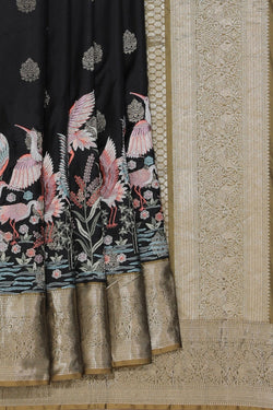 Image of A Simple Yet Elegant Embroidery Silk Black Saree