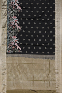 Image of A Simple Yet Elegant Embroidery Silk Black Saree