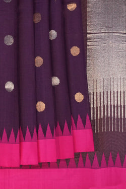 Image of Uppada Cotton Purple Saree