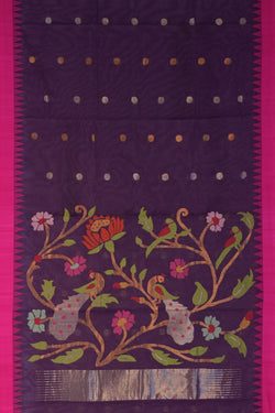 Image of Uppada Cotton Purple Saree