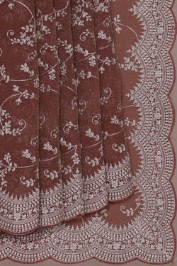 Image of Crushed Organza Tissue Embroidery Saree