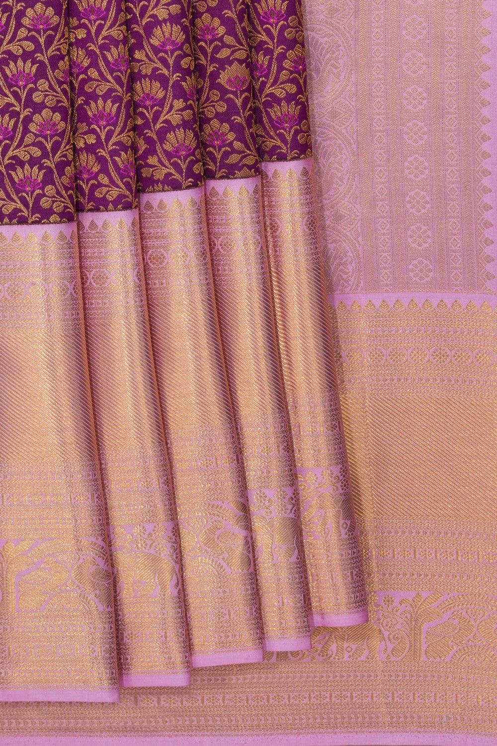 Image of Kanchipattu Brocade Violet Saree