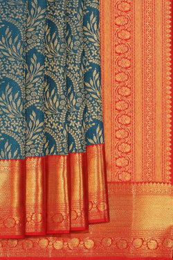 Image of Kanchipattu Silk Blue Saree