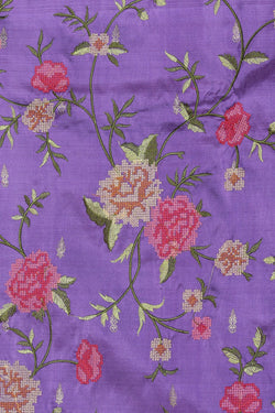 Image of Kanchipattu Embroidery Purple Saree