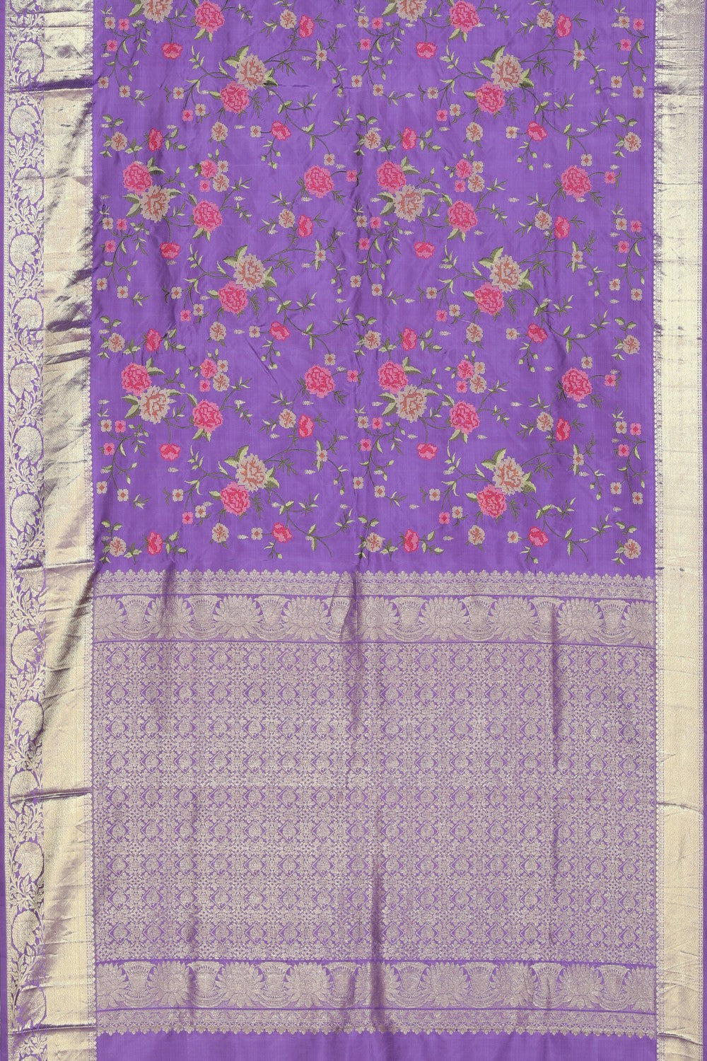 Kanchipattu Embroidery Purple Saree