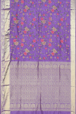 Image of Kanchipattu Embroidery Purple Saree