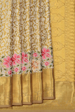 Image of Kanchipattu Embroidery Gold Tissue Saree