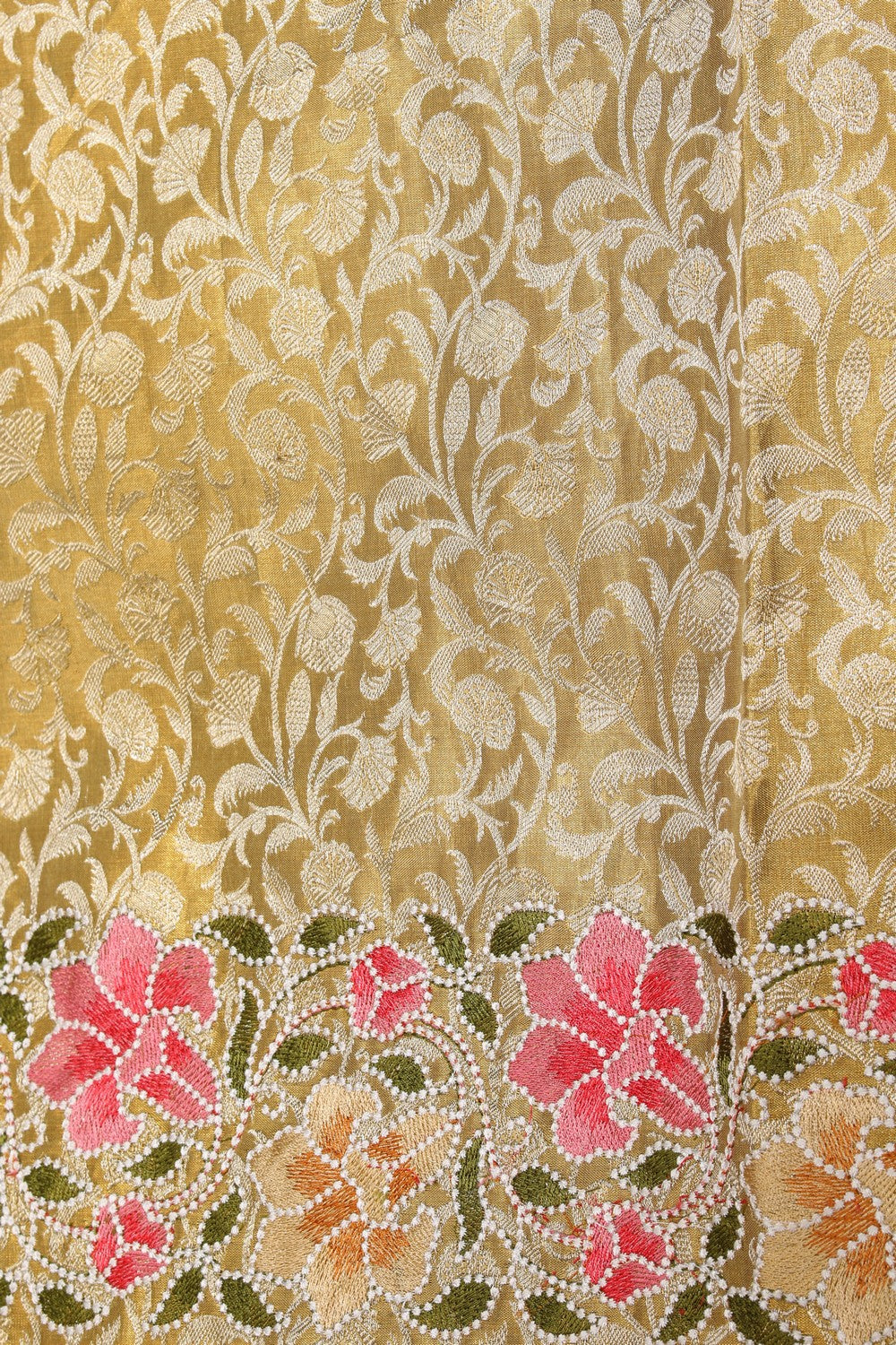 Kanchipattu Embroidery Gold Tissue Saree