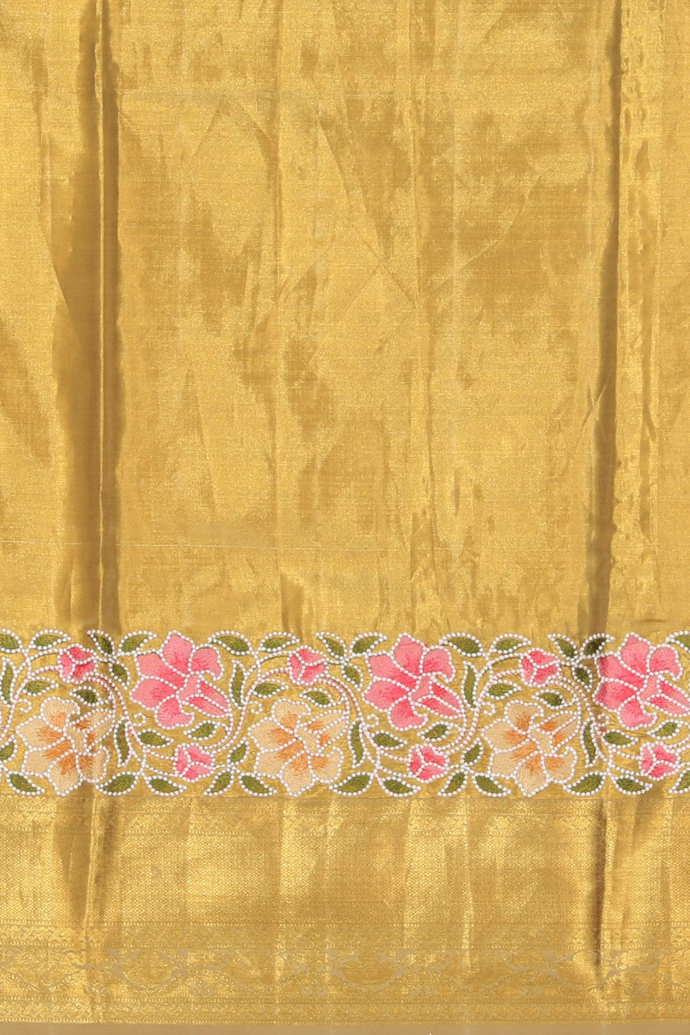 Kanchipattu Embroidery Gold Tissue Saree