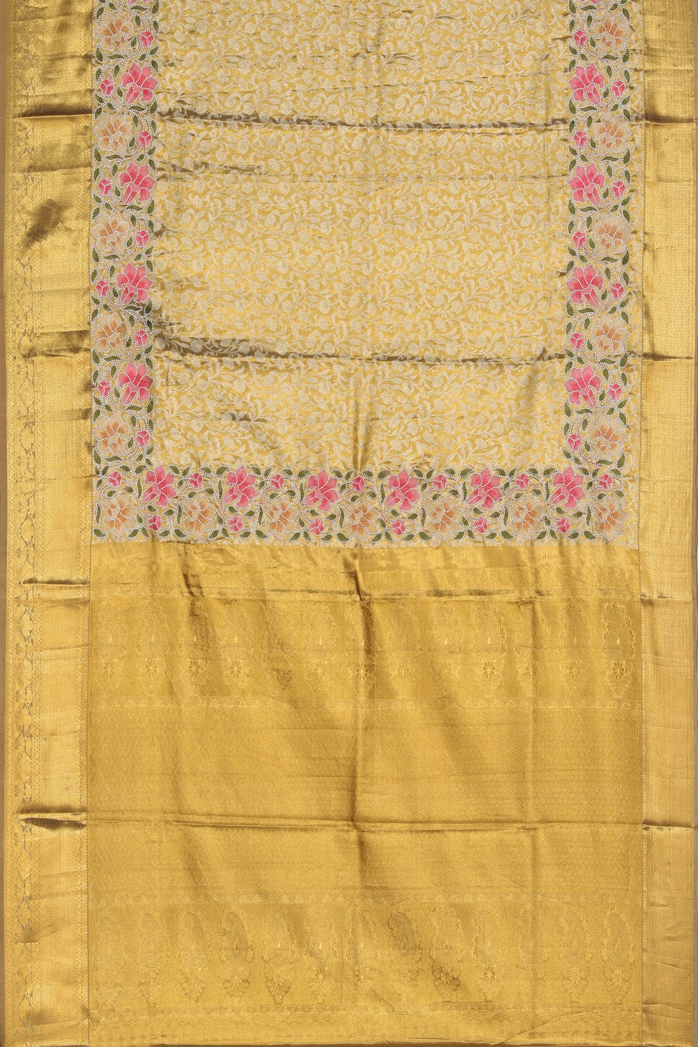 Kanchipattu Embroidery Gold Tissue Saree