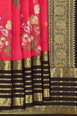 Image of Kanchipattu Embroidery Pink Saree