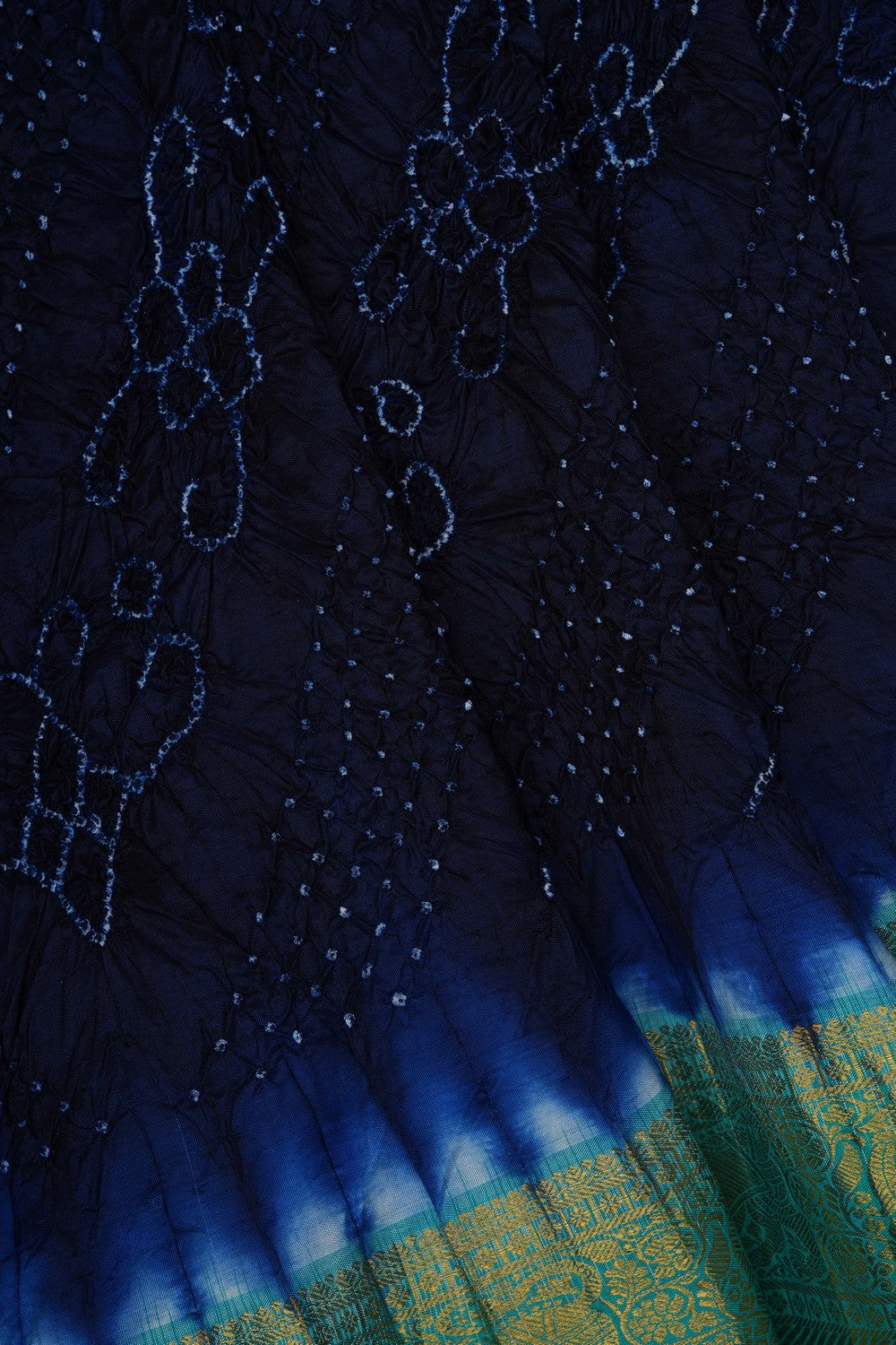 Image of Navy Blue Bandhani Silk Saree