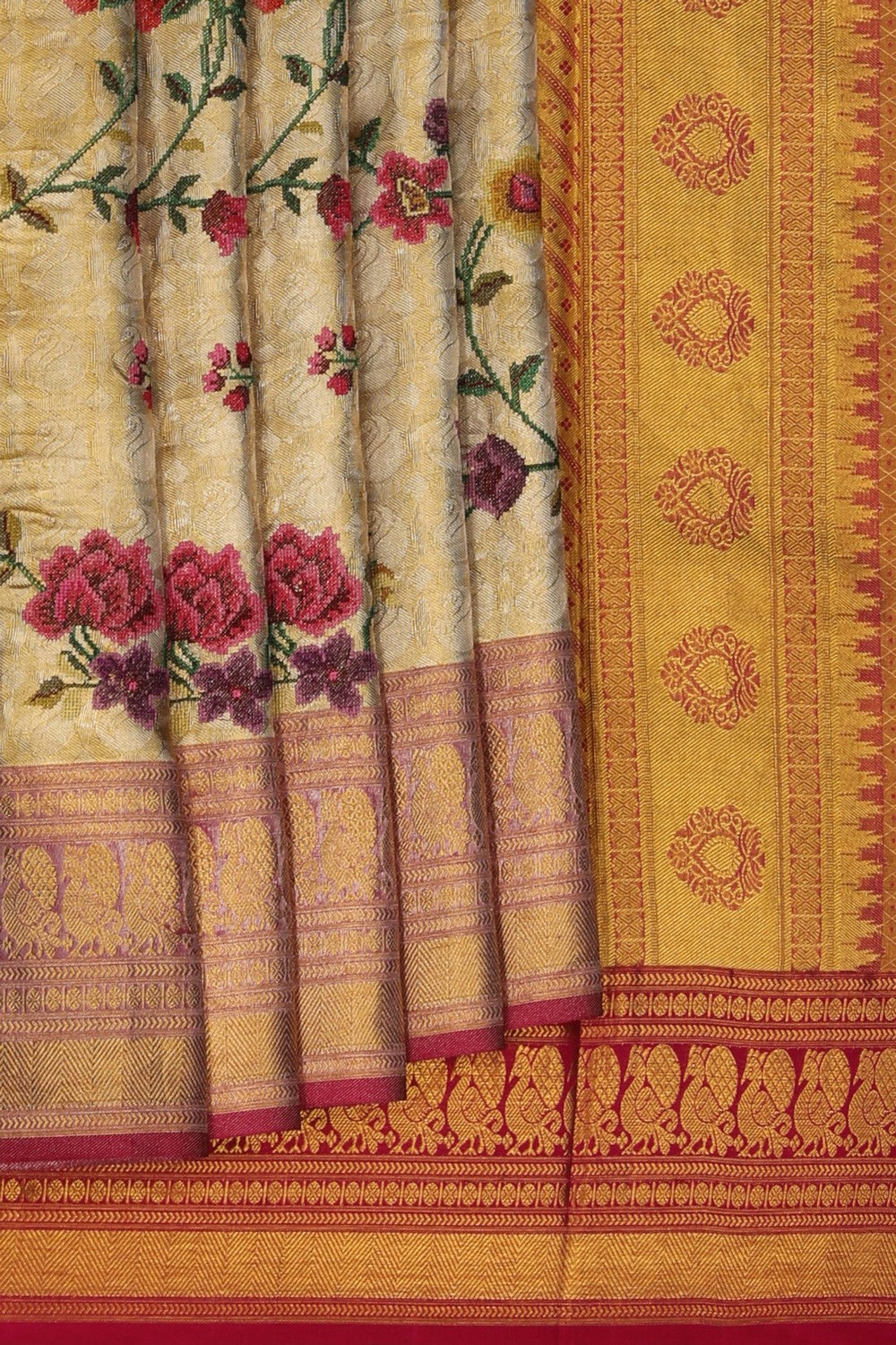 Image of Kanchipattu Gold Embroidered Saree