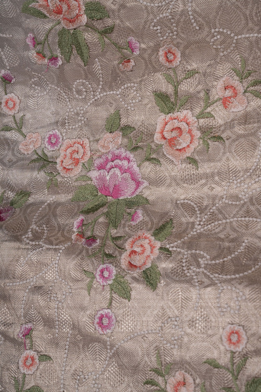 Image of An Embroidered Brocade Silk Saree