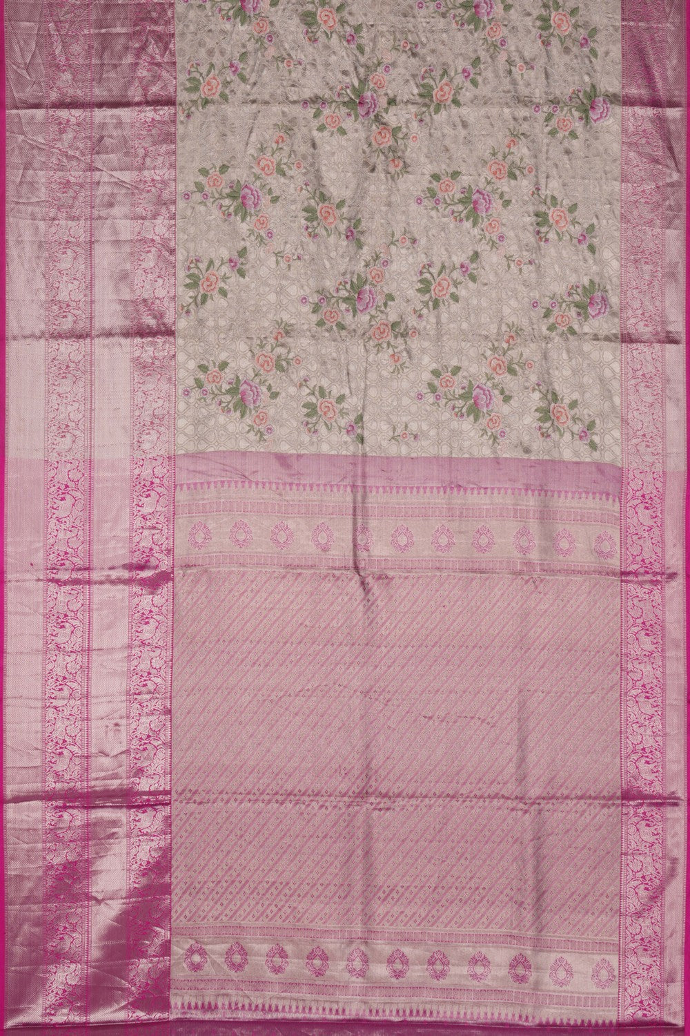 Image of An Embroidered Brocade Silk Saree