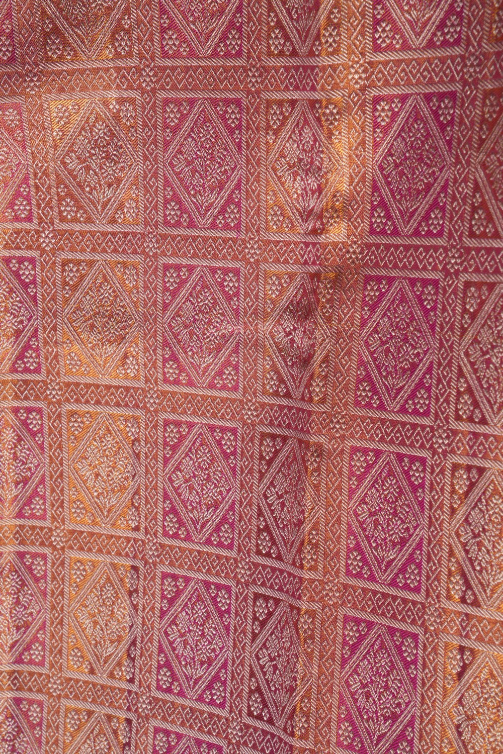 Image of Gold Pink Brocade Kanchivaram Silk Saree