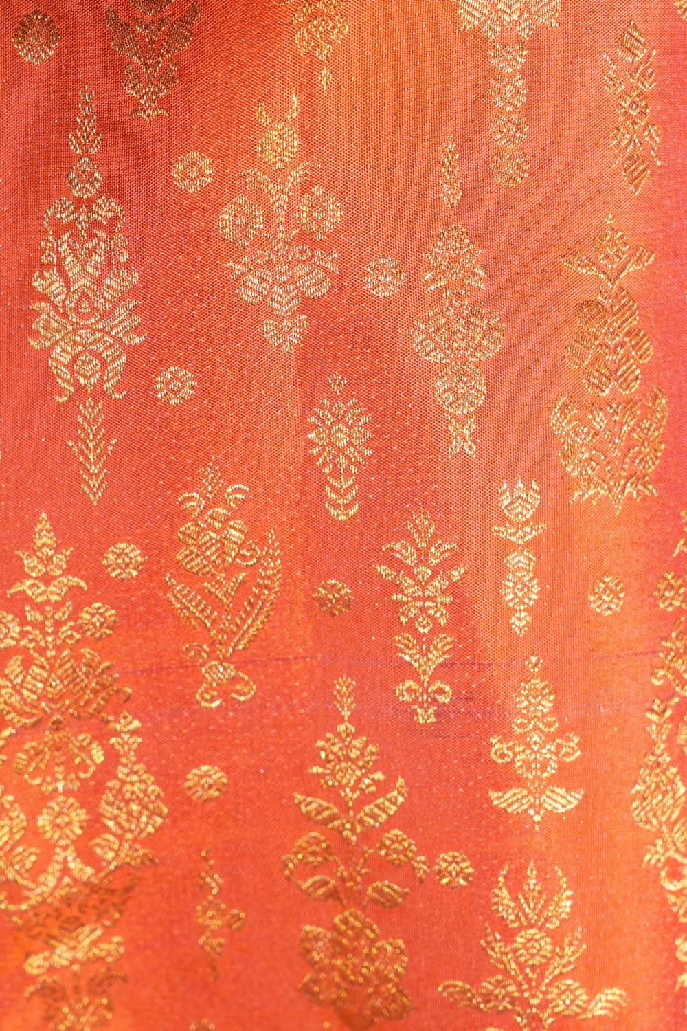 Image of Kanchipattu Brocade Coral Orange Saree