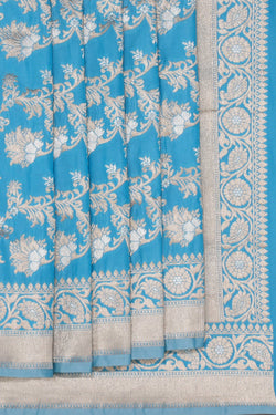 Image of Banarasi Silk Blue Saree