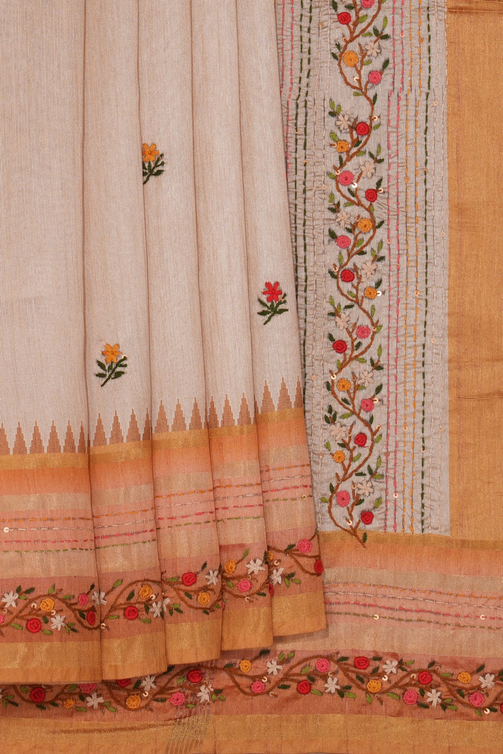 Dupion Silk Embroidery Saree