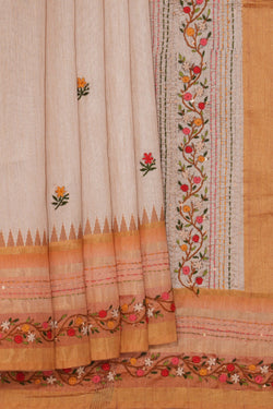 Image of Dupion Silk Embroidery Saree