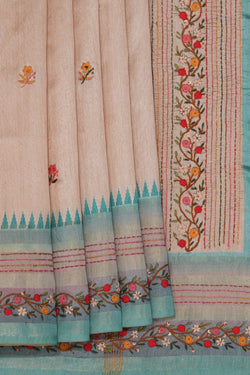 Image of Dupion Silk Embroidery Saree