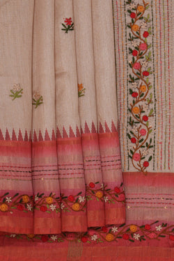 Image of Dupion Silk Embroidery Saree