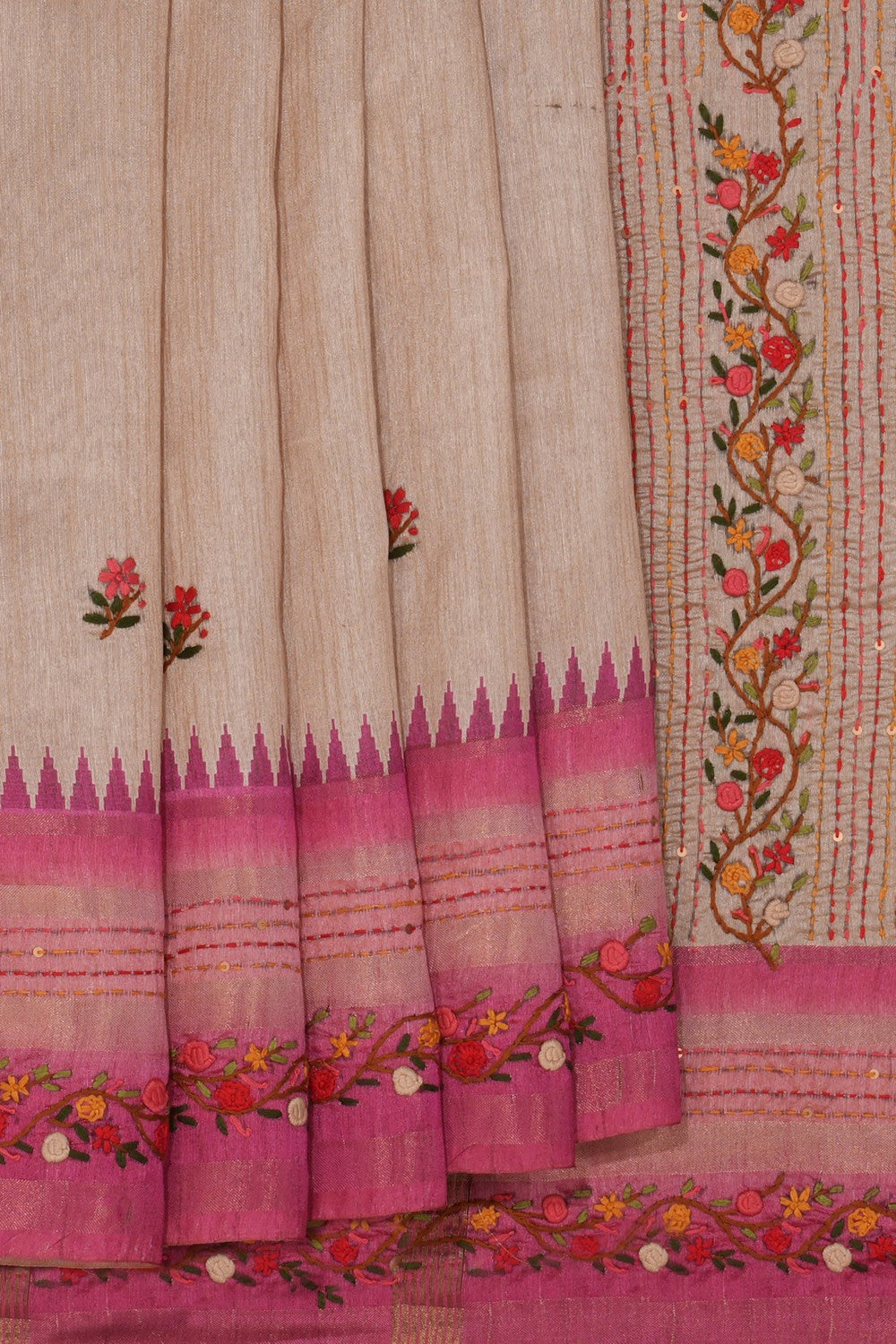 Dupion Silk Embroidery Saree