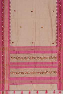 Image of Dupion Silk Embroidery Saree