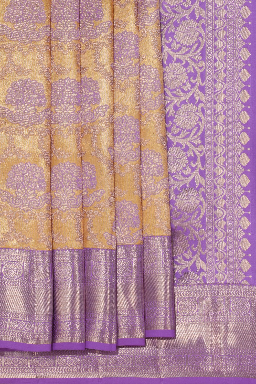 Kanchipattu Tissue Brocade Gold Saree