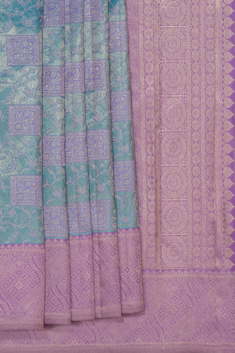 Kanchipattu Tissue Brocade Blue Saree