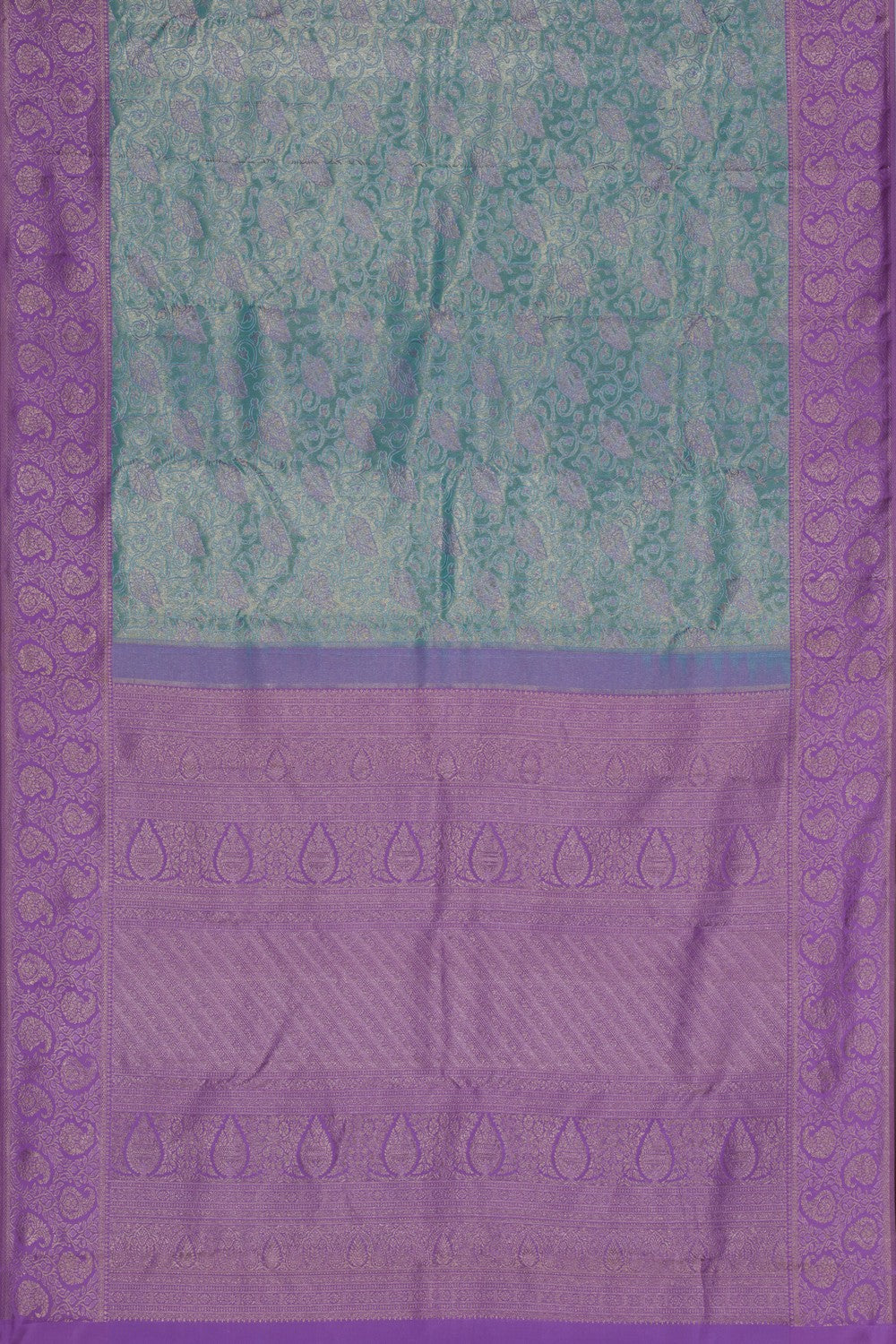 Kanchipattu Tissue Brocade Aqua Green Saree