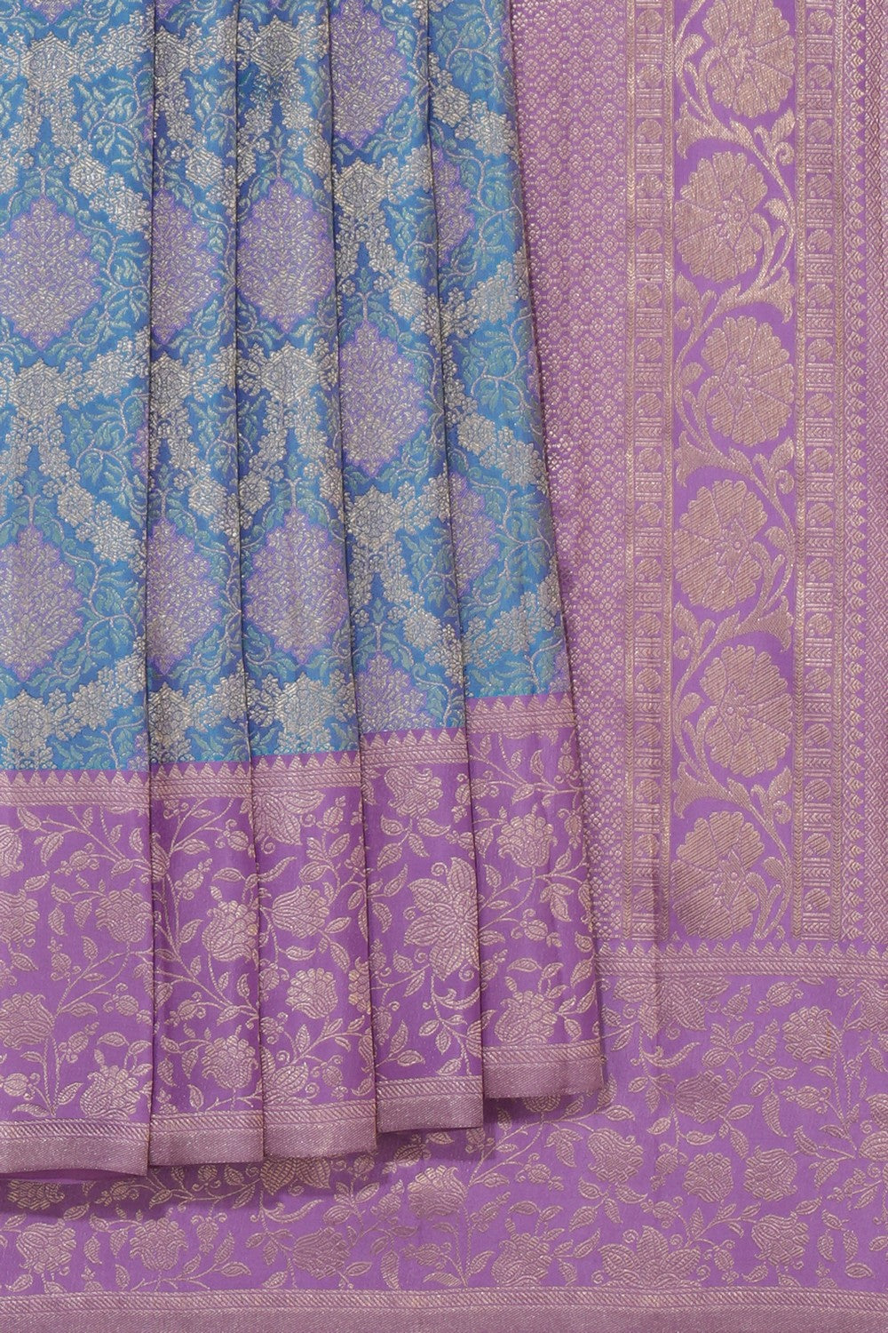 Kanchipattu Tissue Brocade Blue Saree