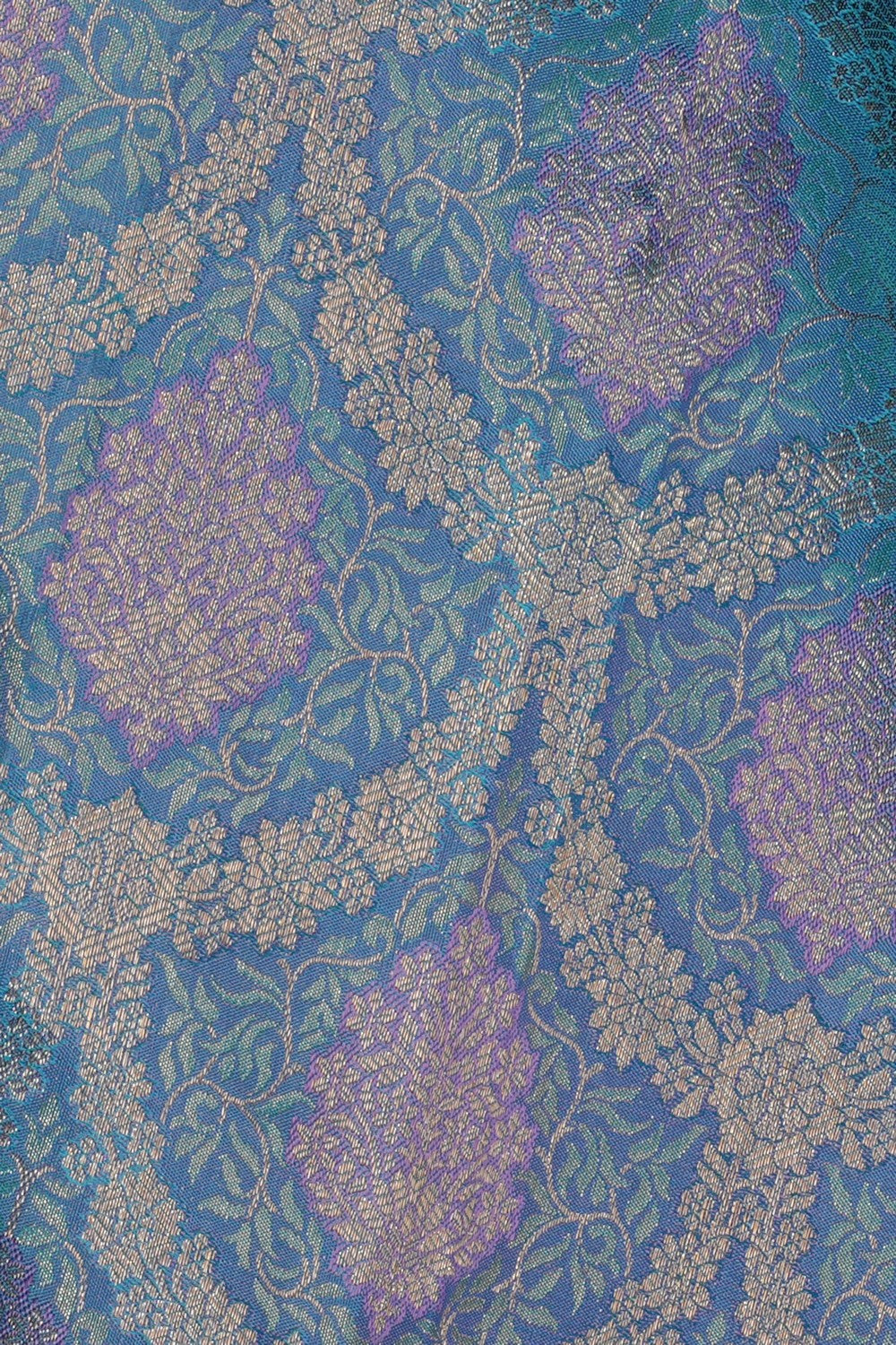 Kanchipattu Tissue Brocade Blue Saree