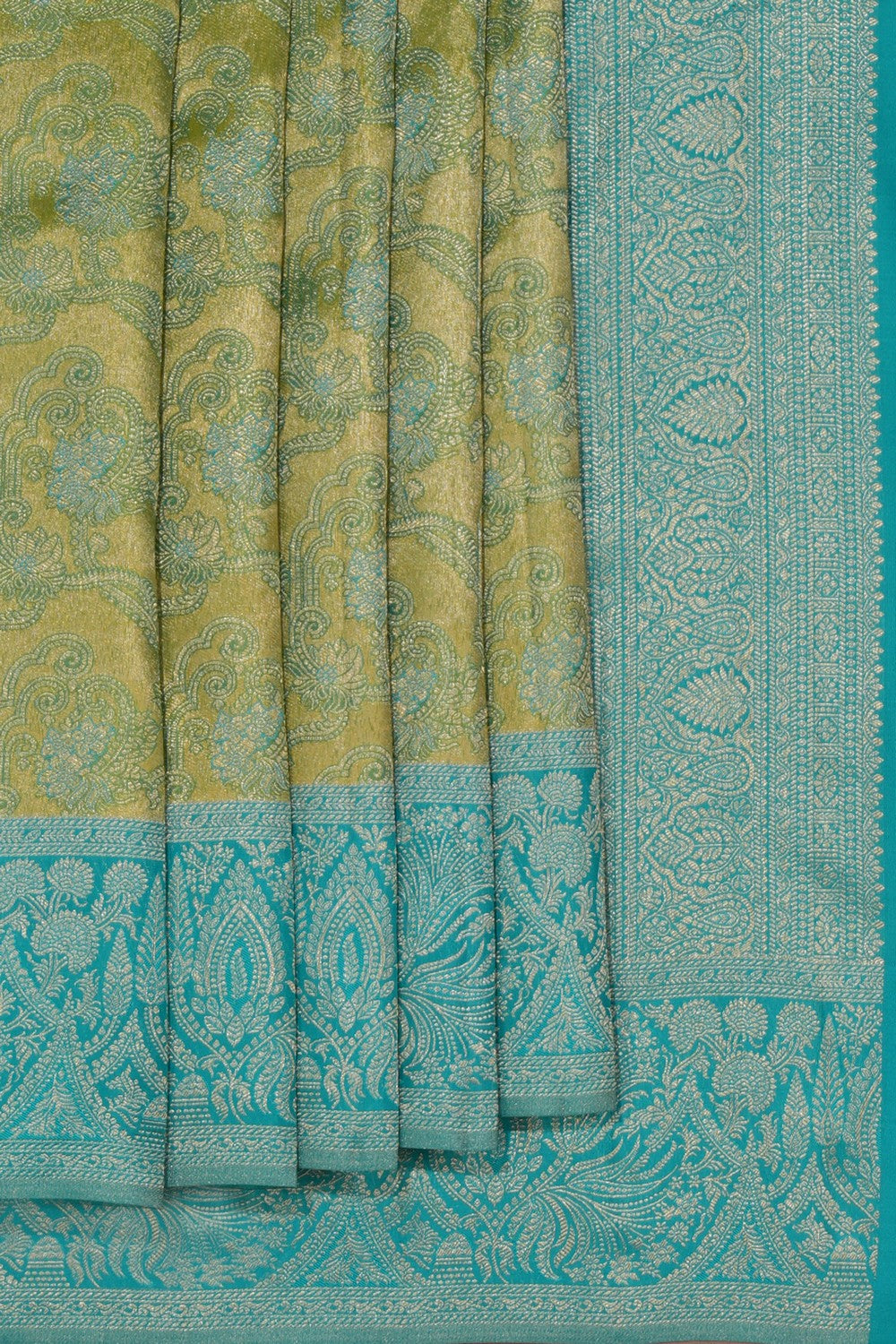 Kanchipattu Tissue Brocade Moss Green Saree