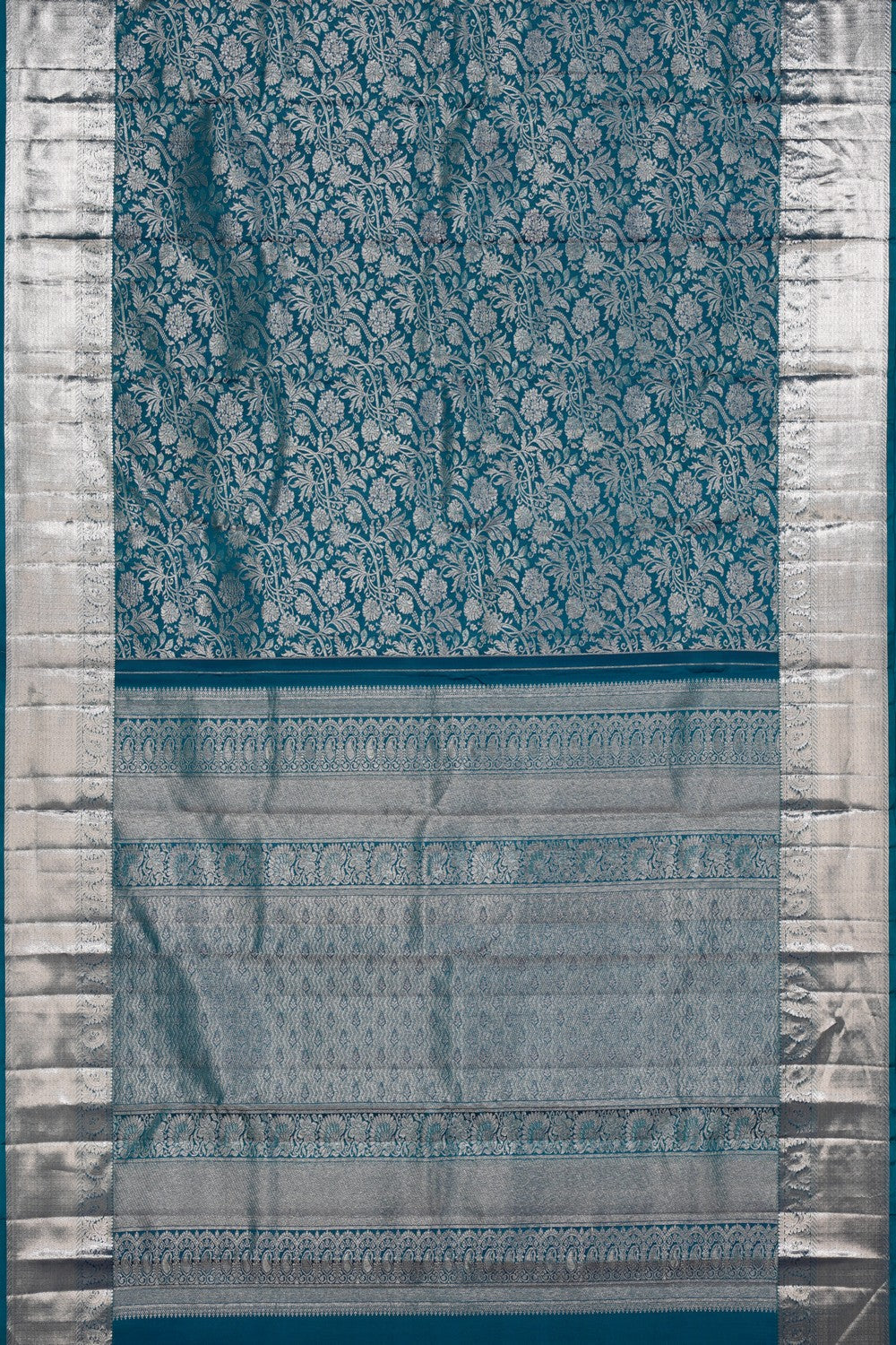 Kanchipattu Brocade Teal Blue Saree