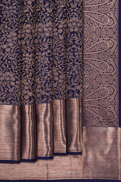 Image of Kanchipattu Brocade Navy Blue Saree