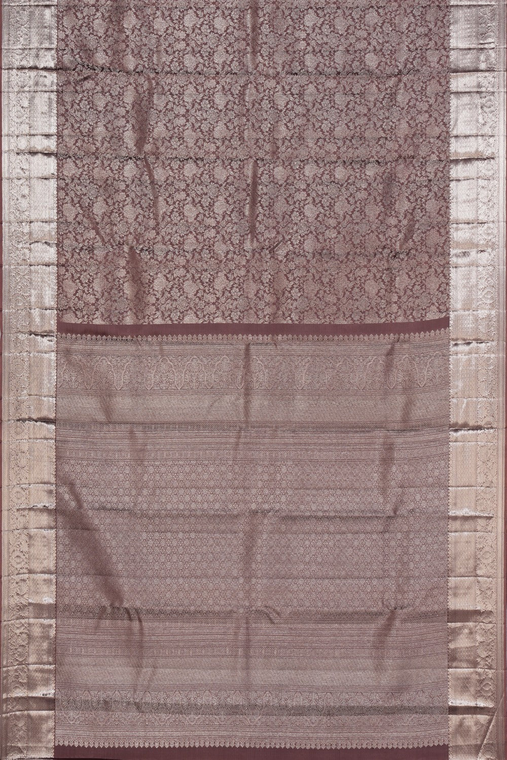 Kanchipattu Brocade Brown Saree