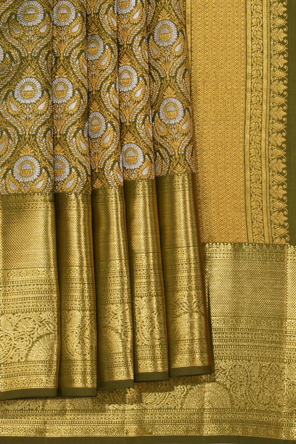 Kanchipattu Tissue Brocade Heena Green Saree