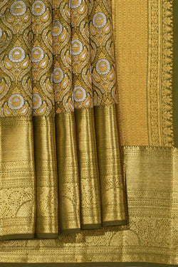 Image of Kanchipattu Tissue Brocade Heena Green Saree