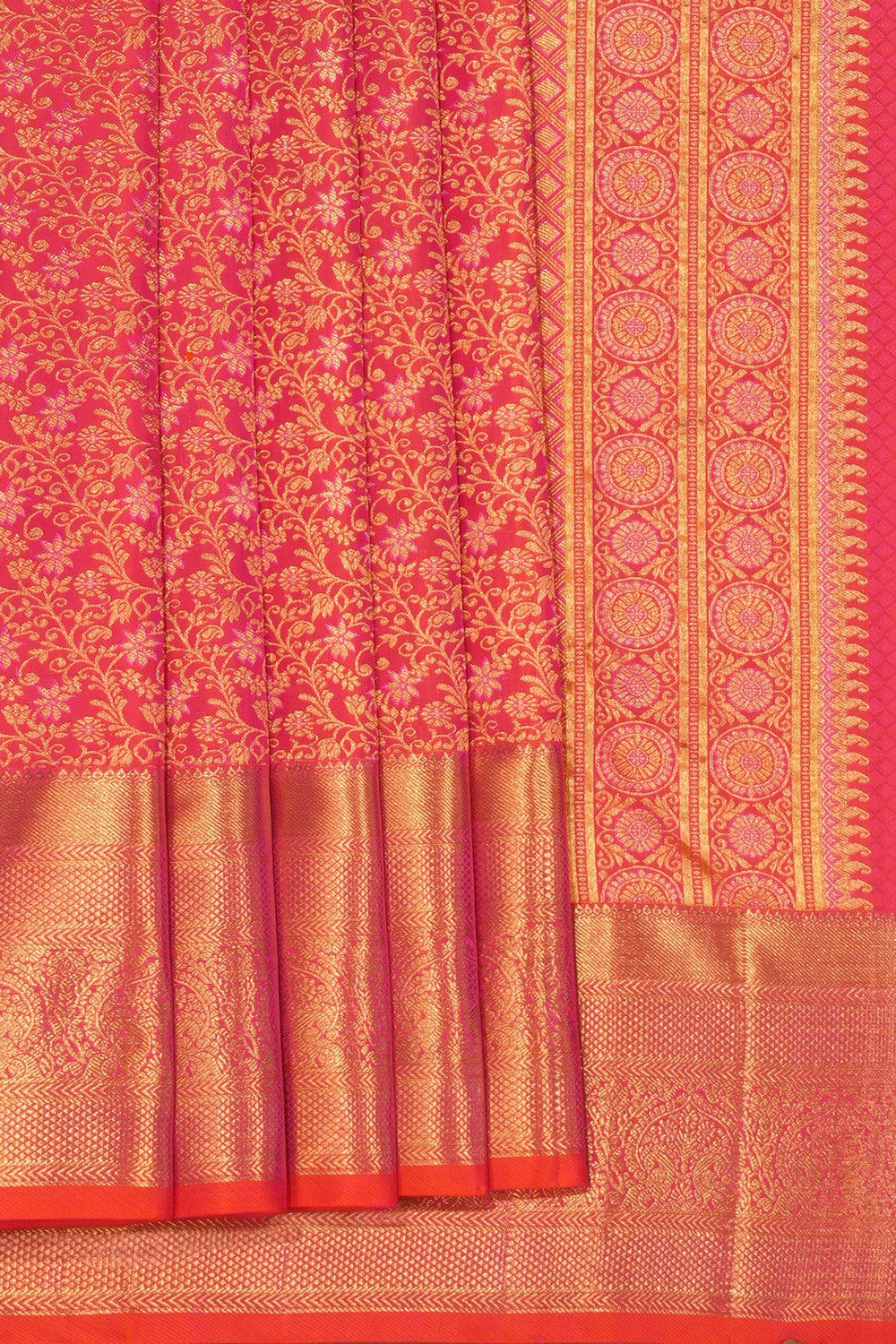 Kanchipattu Brocade Fuchsia Pink Saree