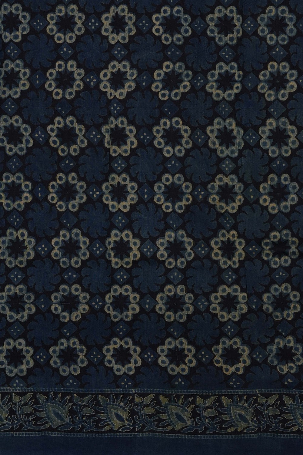 Image of Smoky Blue Ajrakh Printed Saree