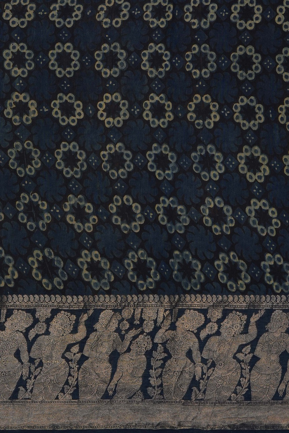 Image of Smoky Blue Ajrakh Printed Saree