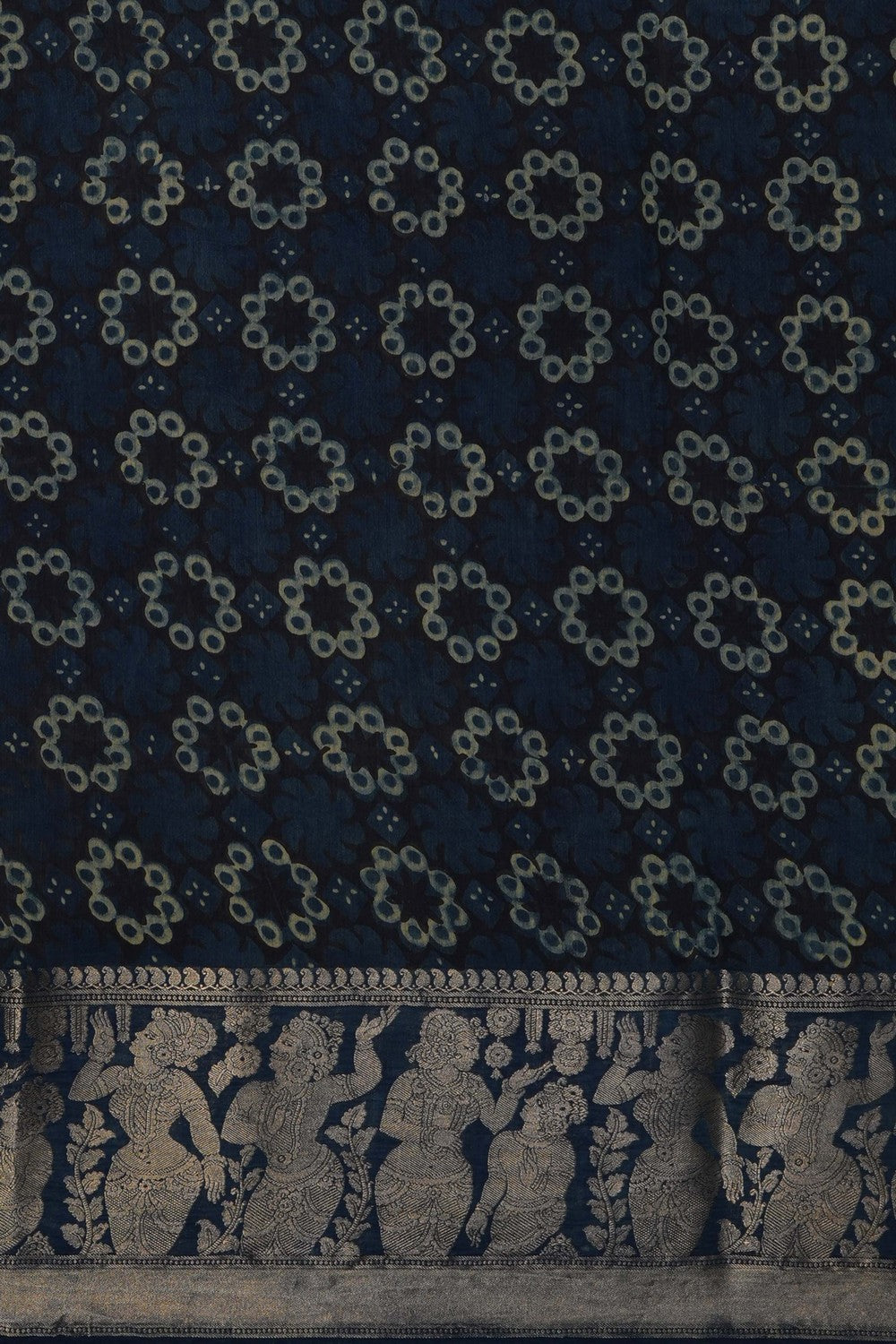 Image of Smoky Blue Ajrakh Printed Saree